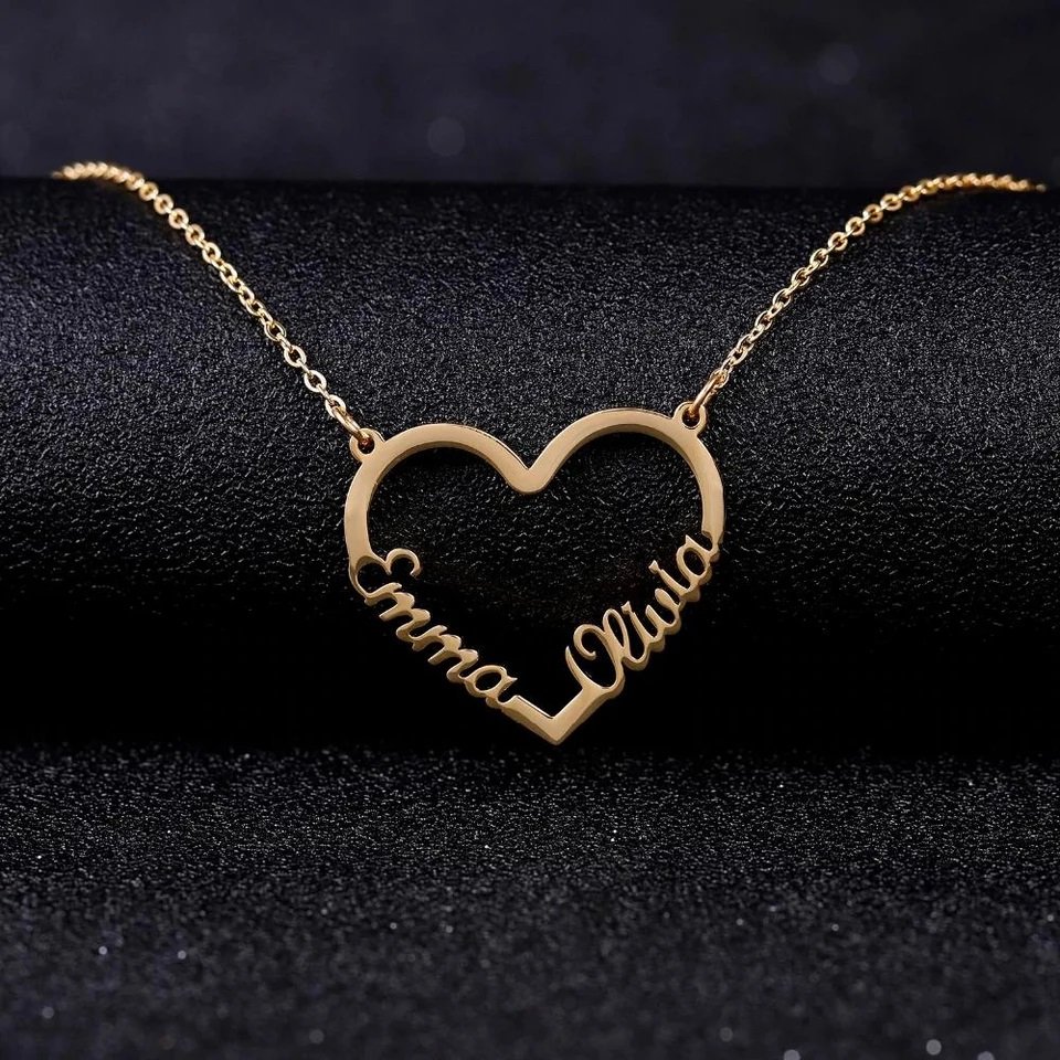 Personalized Couple Heart Necklace - Bonny Planet